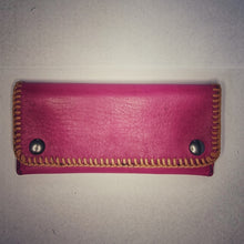 Load image into Gallery viewer, Fuchsia long wallet with kangaroo lacing
