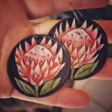 Load image into Gallery viewer, Protea leather earrings
