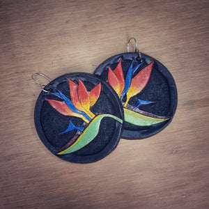Bird of Paradise Hand Painted Earrings