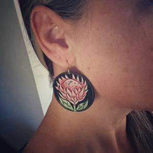Protea leather earrings